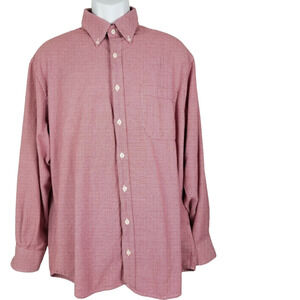 Henry Grethel Mens Button Up Shirt Large Red Plaid Checks Pocket Casual